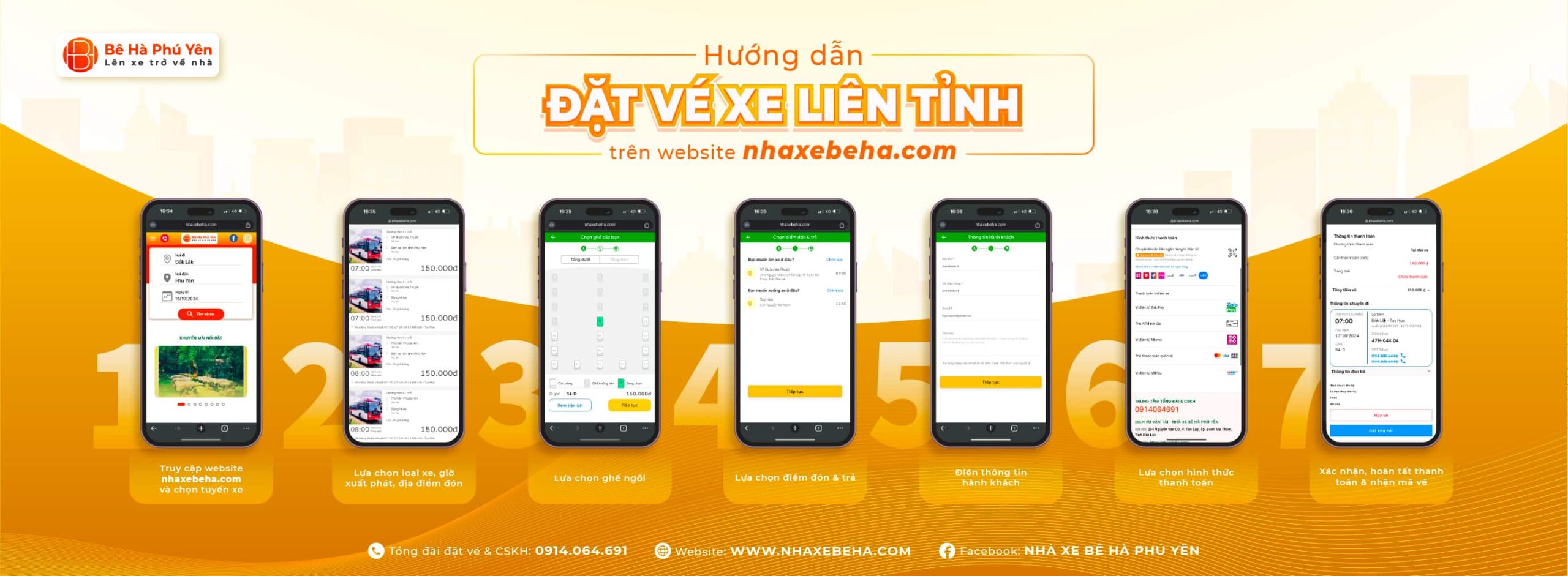 Cách đặt vé qua website Nhà xe Bê Hà